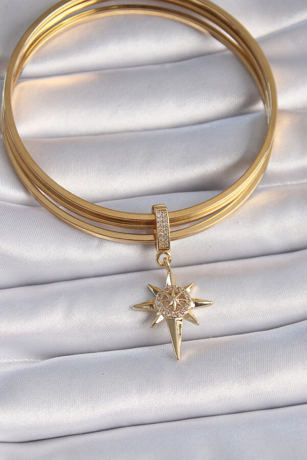 Pirinç Gold Renk Zirkon Taşlı Kutup Yıldızı Model Ajda Charm - Görsel 2