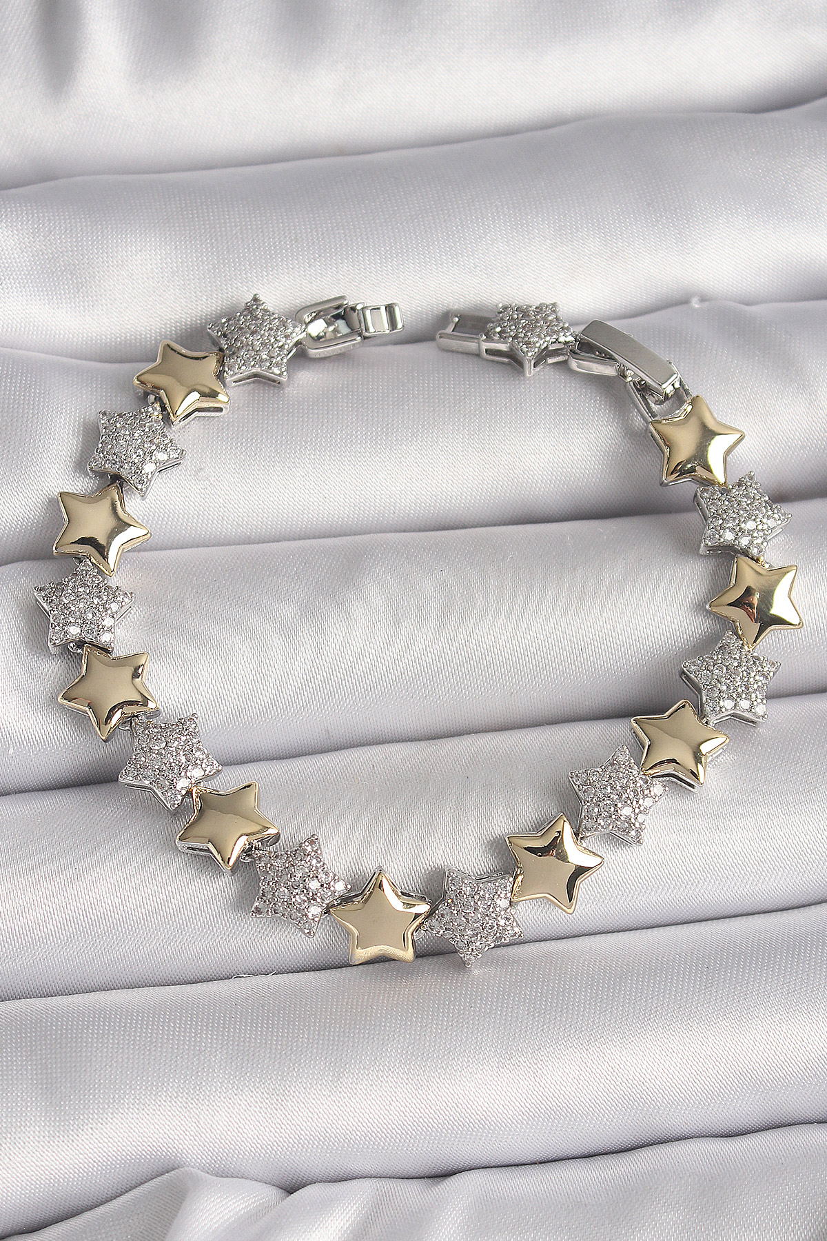 Pirinç Mix Renk Zirkon Taşlı Yıldız Model VIP Seri Kadın Bileklik