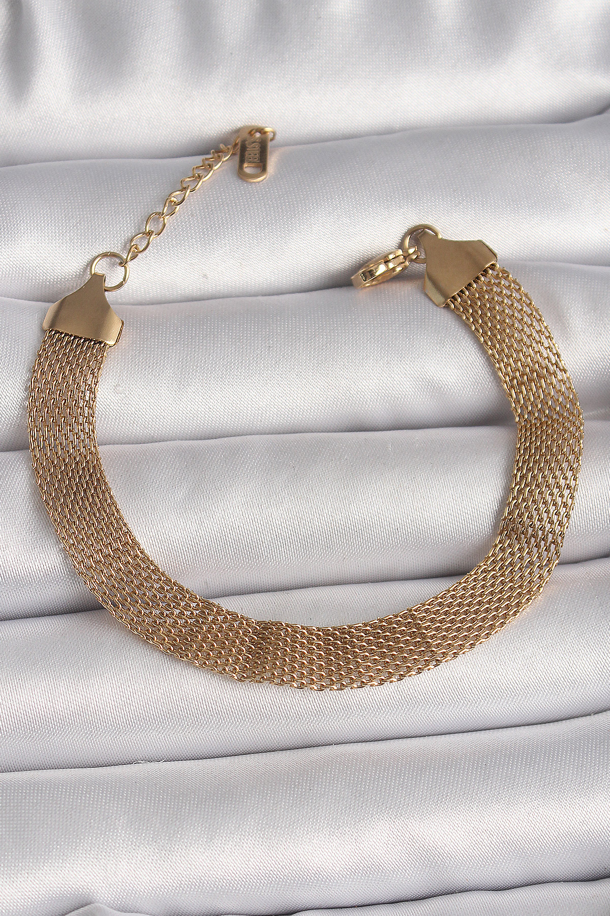 316L Çelik Gold Renk Hasır Zincir Model Kadın Bileklik