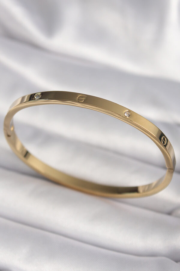316L Çelik Gold Renk Zirkon Taşlı Model Kadın Bilezik - Görsel 2